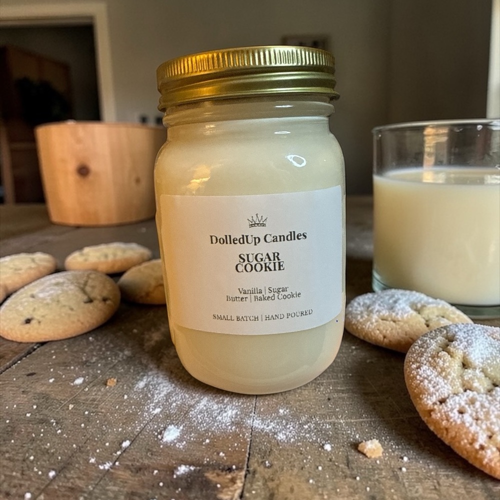 16oz Sugar Cookie Soy Candle Mason Jar | Vanilla Bakery Scent